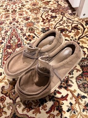 Hey Dude Mens Brown Canvas Wally Slip-On Loafers